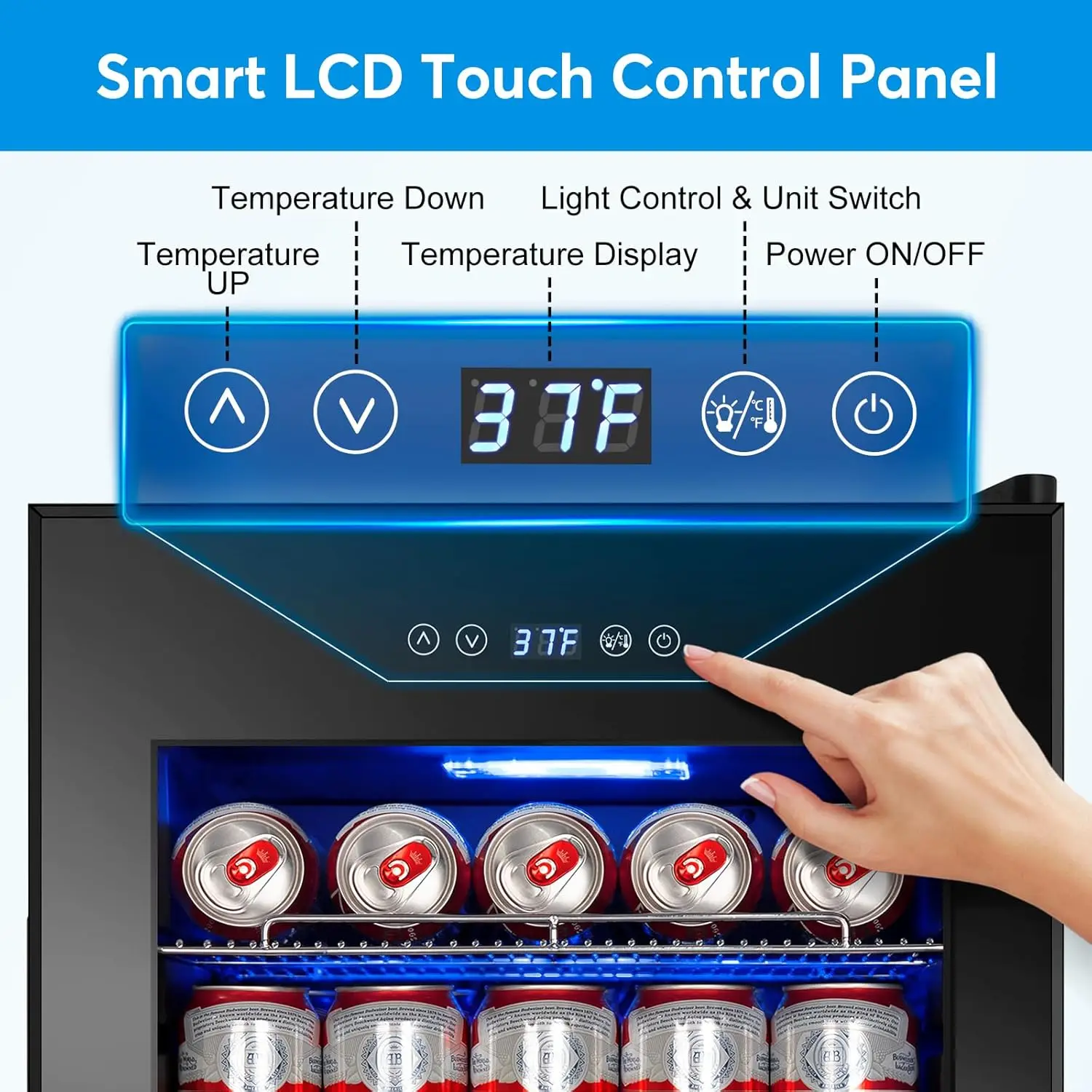 Refrigerator 17 inch Wide - 126 Can Beverage Cooler with Glass Door | Counter-Top/Freestanding Mini Beverage Beer Fridg 3
