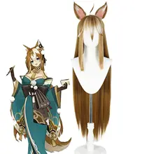 

Gorou Cosplay Wig Game Genshin Impact Gorou Short Brown White Wig with Ears Synthetic Hair Heat Resistant Play