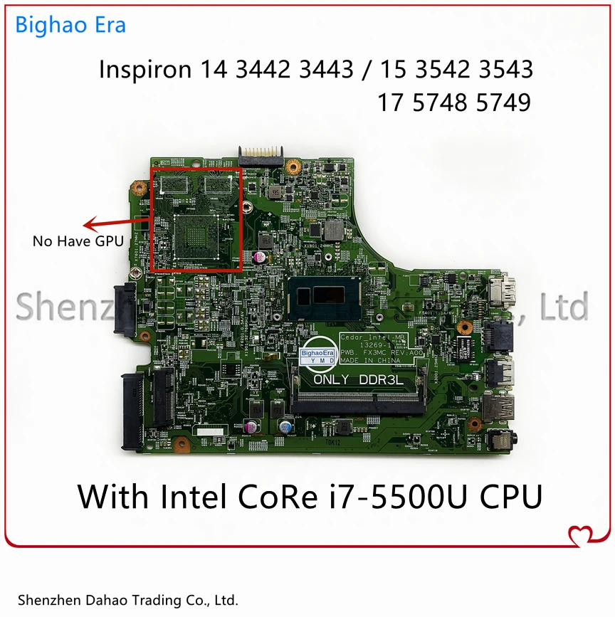 Laptop Motherboard 132691 Fx3mc para Dell Inspiron 15 3542 3543 17 5748 5749 com Intel i3 i5 i7 Cpu Ddr3 Cn: 0hrg70 06yprh - Imagem 2