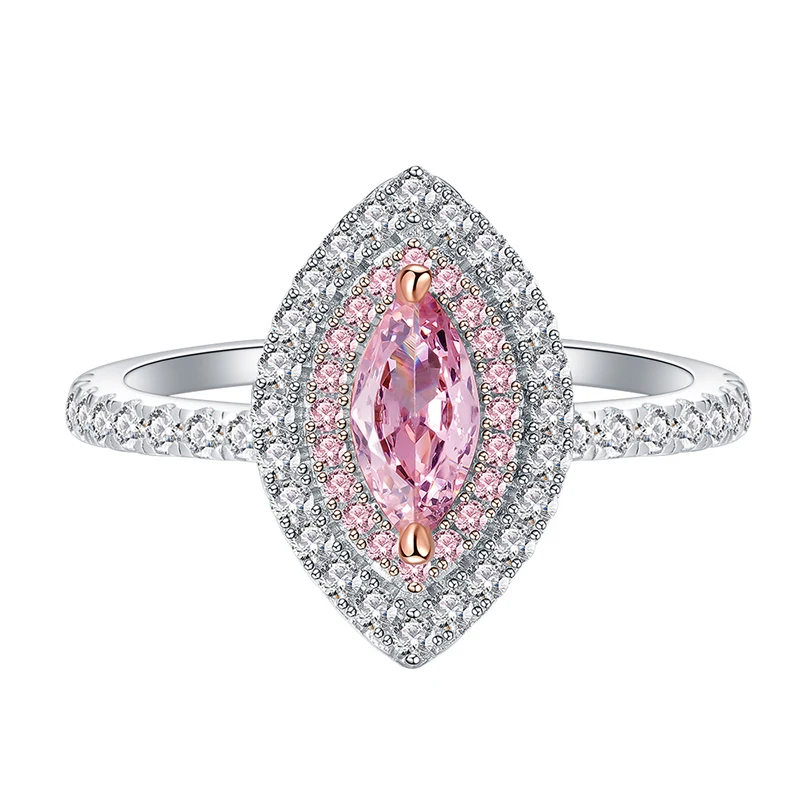 

Water Drop Pink Diamond Ring 100% Real 925 sterling silver Party Wedding band Rings for Women Men Engagement Jewelry Gift