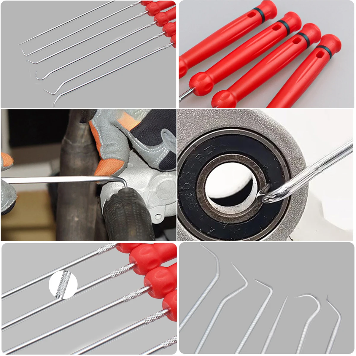 Car Auto Vehicle Oil Seal Screwdrivers Set 4/6pcs O-Ring Seal Gasket Puller Remover Pick Hooks Tools 180mm 255mm Sealing Tool
