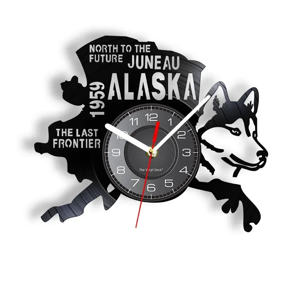 L'Ultima Frontier Alaska Decor Usa Cityscape Orologio Da Record In Vinile Nord Al Futuro Juneau Regalo Vintage Moderno Alaska Dog Decor