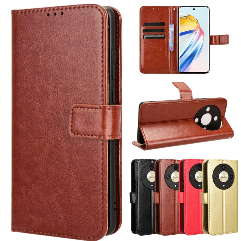 Leather Flip Case with Wallet & Kickstand - Protective Cover with Card Slots