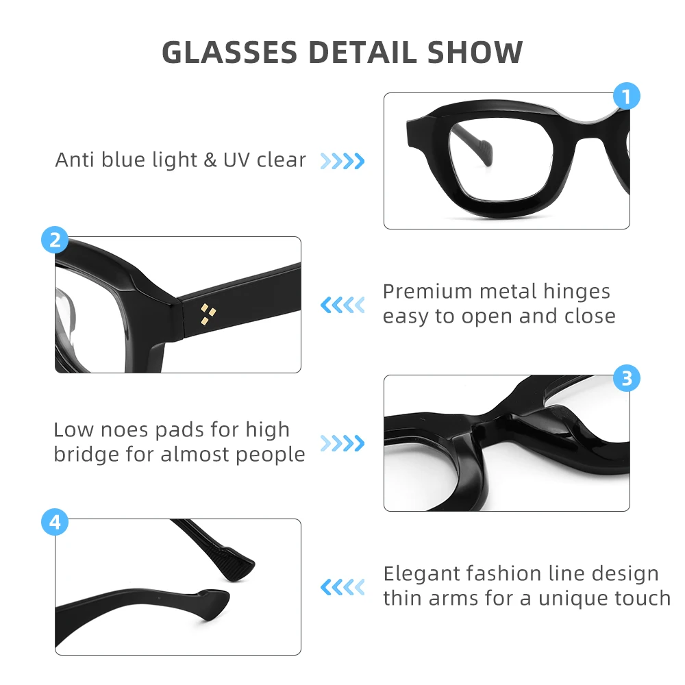 Women's Glasses Photochromic Anti Blue Light Lens Men's Reading Glasses New Arrival Trendy Acetate Frame Replicas Luxury Brands