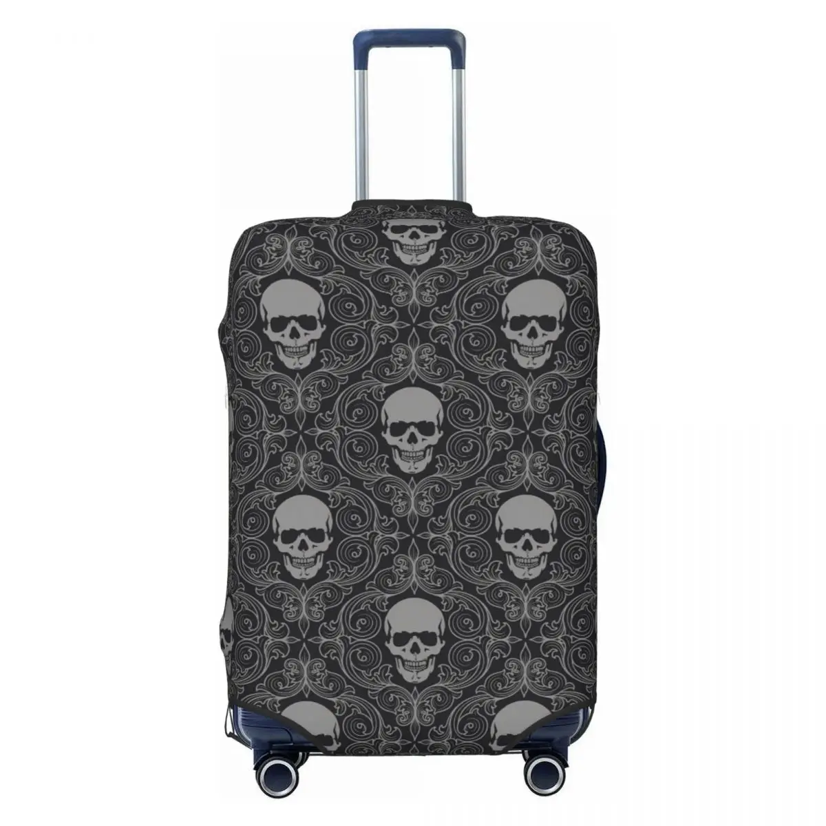 Cool Skull Doodle Suitcase Cover Vintage Cruise Trip Protector Vacation Fun Luggage Case 2