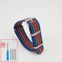 Waterproof Washable Elastic Nylon Outdoor Watchband Strap - 22mm (MultiColor - Steel)