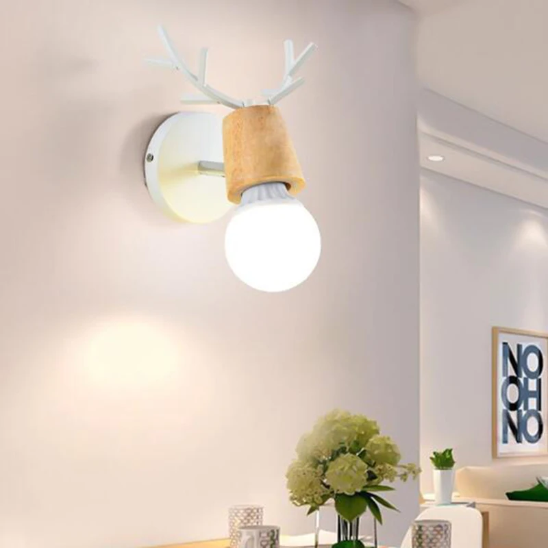 

Modern Antlers Deer Head Wall Lights Children's Room Decor Wall Lamp Bedroom Bedside Foyer Aisle Corridor Home Indoor Lighting