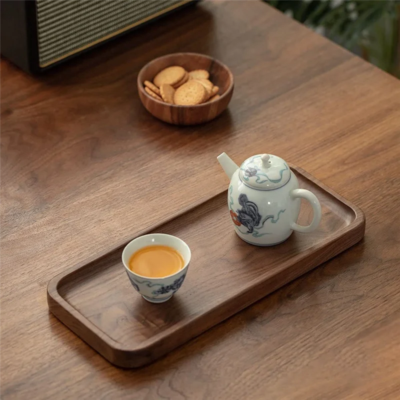 1 Pcs Solid Wood Small Tray Rectangle Platter Bathroom Tray Dinner Tea Coffee