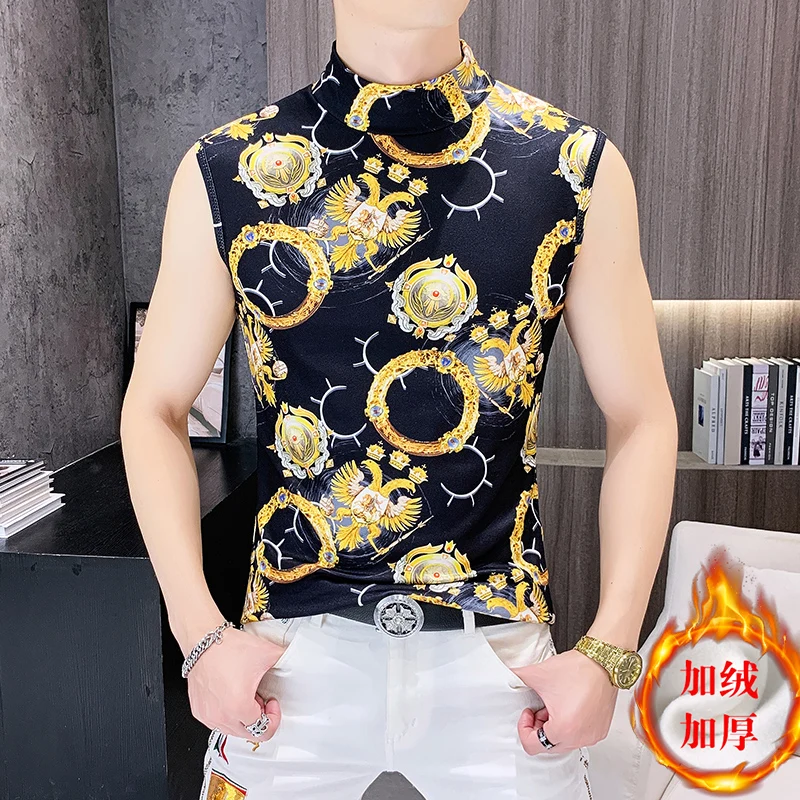 

Роскошные Зимние Теплые Топы золотого цвета, водолазка без рукавов, стильная одежда, Термальный бархатный утолщенный тонкий сексуальный