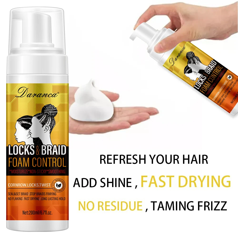 Curly Hair Styling Foam for Neat Cornrows Tame Frizz and Control Mousse Private Label Natural Look Shining Braid Mouss 200ml