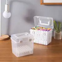 Transparent Marker Box Storage Box 80pcs Plastic Transparent Box Portable Watercolor Marker Box Case School Supplies 2