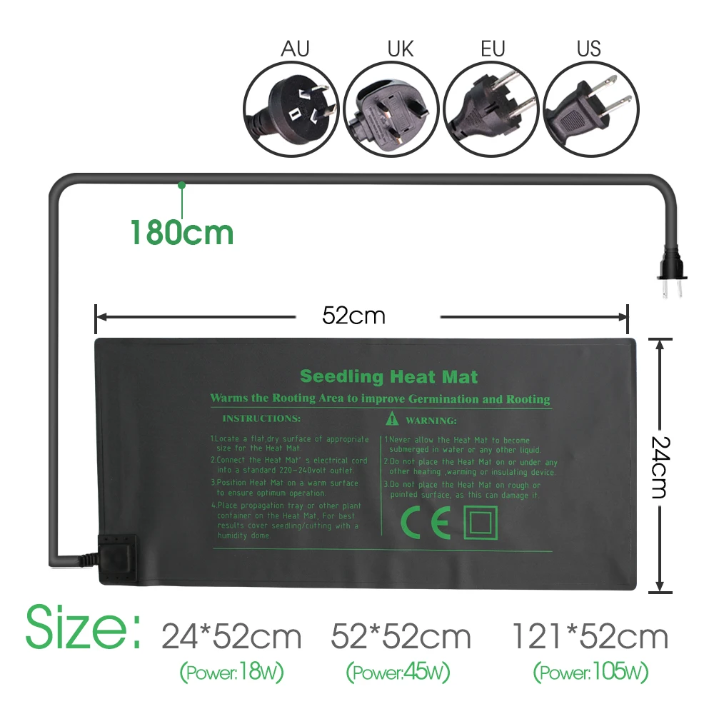 110V/220V Garden Nursery Cultivation Growth Heating Mat for Indoor Winter Plants Seeds Germinate Constant Temperature Warmth Pad