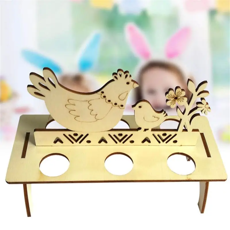 

Easter Decoration for Home Wooden Easter Egg Holder Shelves DIY Craft Handmade Ornaments Kids Gift Happy Easter Party Decor 2024