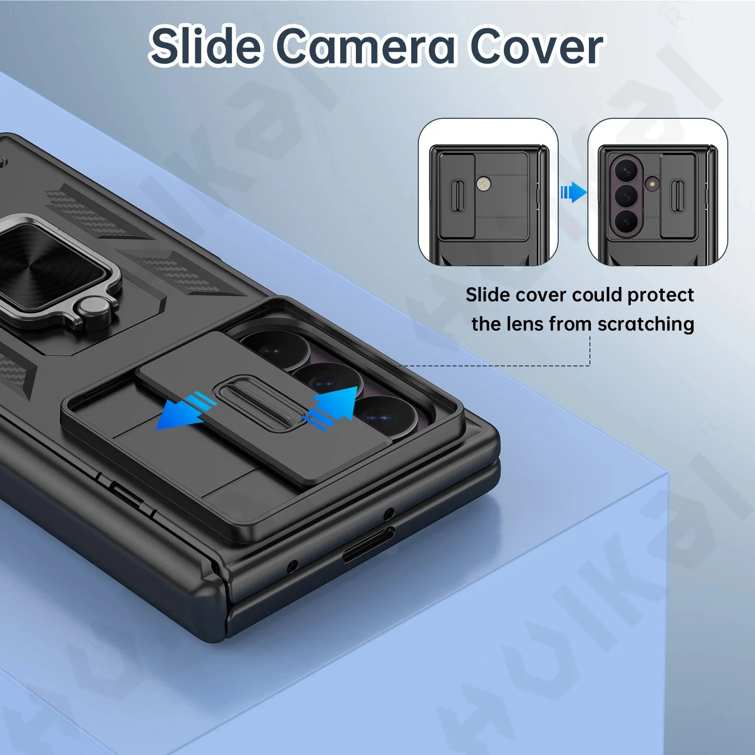 Ultimate Full Armor Sliding Camera Cover with 360° Support Ring & TPU Protection