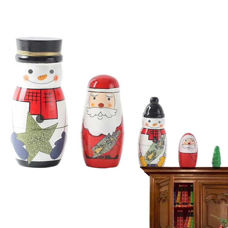 

Набор деревянных русских кукол из 5 предметов, деревянные детские рождественские гнездовые куклы, товары для домашнего декора, прикроватный обеденный стол