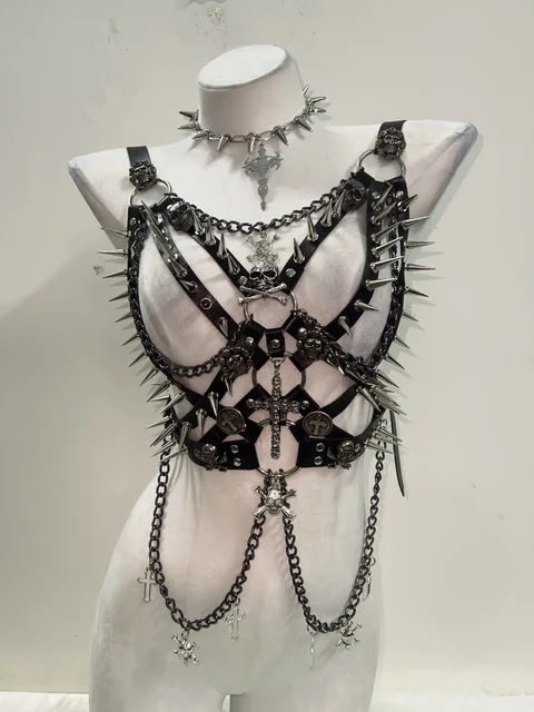 Spikey Metal Harness Top 4