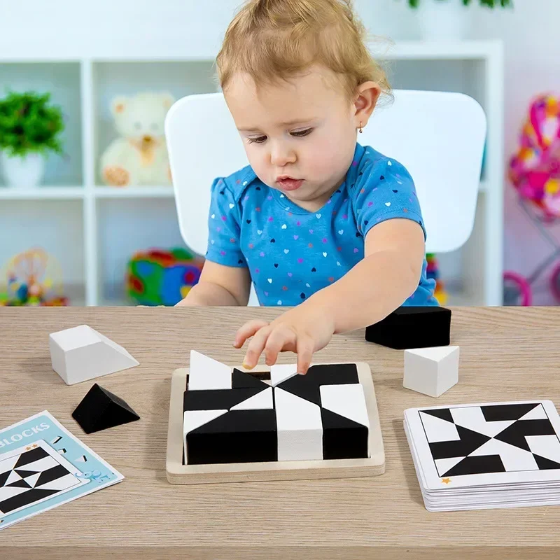 Montessori Geometric Shape Puzzles Building Blocks Wooden 3D Jigsaw Puzzle Kids Educational Logical Thinking Training Game Gifts 6