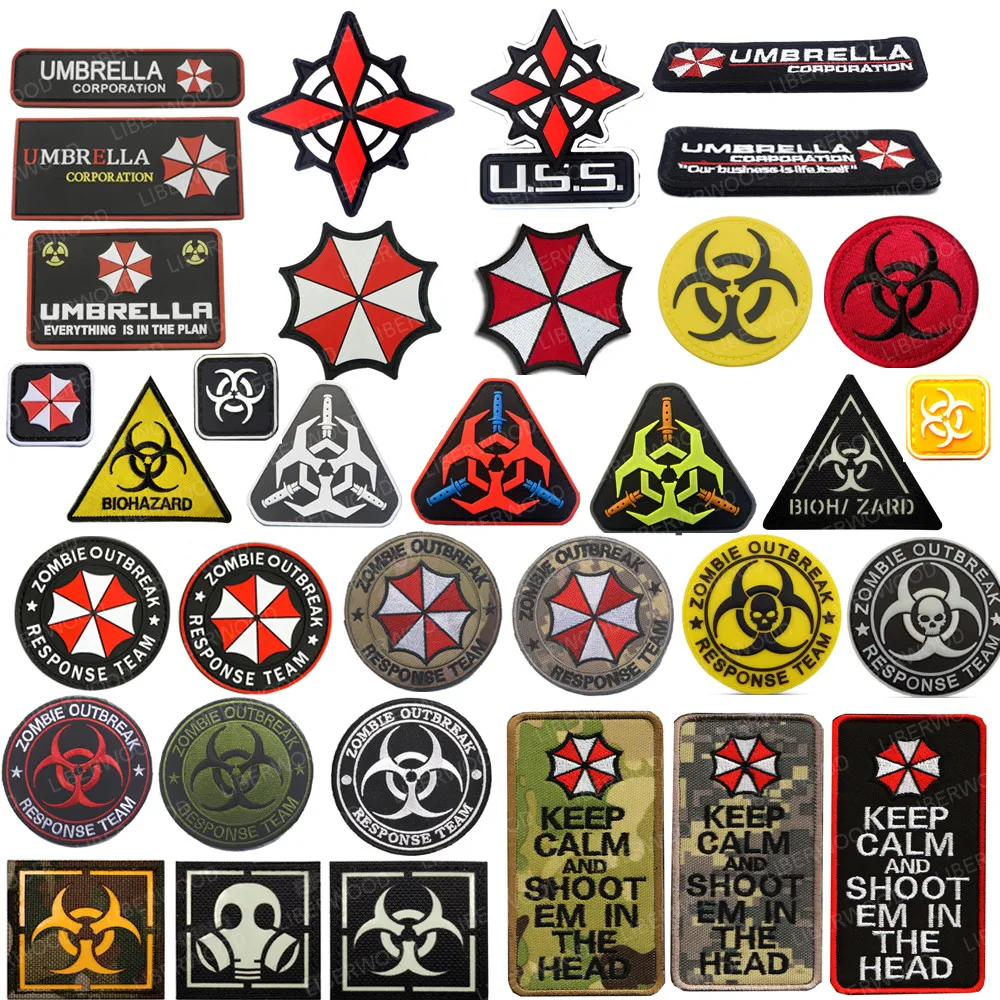 Umbrella Corporation PVC 3D Rubber Badge Tactical Patch Raccoon Logo Corp  Biohazard Insignia Applique Emblem