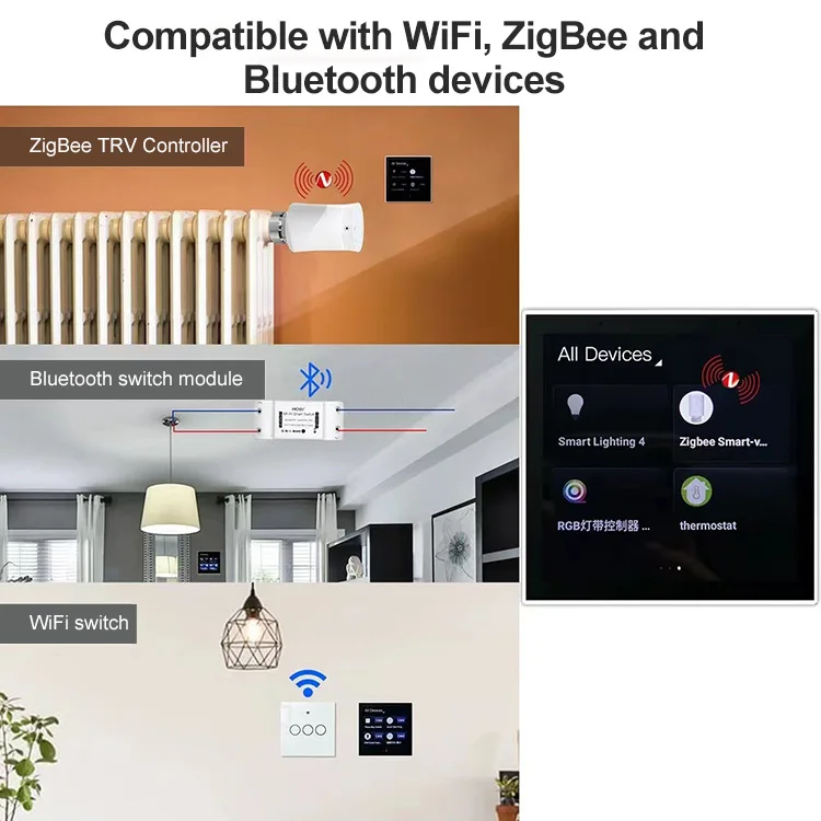 2022 new arriving 4 inch tuya smart central control panel smart home ZigBee gateway system smart dimmer switch wall panel