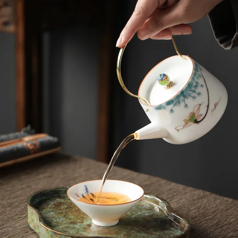 Chinese Ceramic Teacup Hand Painted Flowers and Birds Cup Travel Tea Bowl Household Porcelain Tea Set Master Cup 60ml