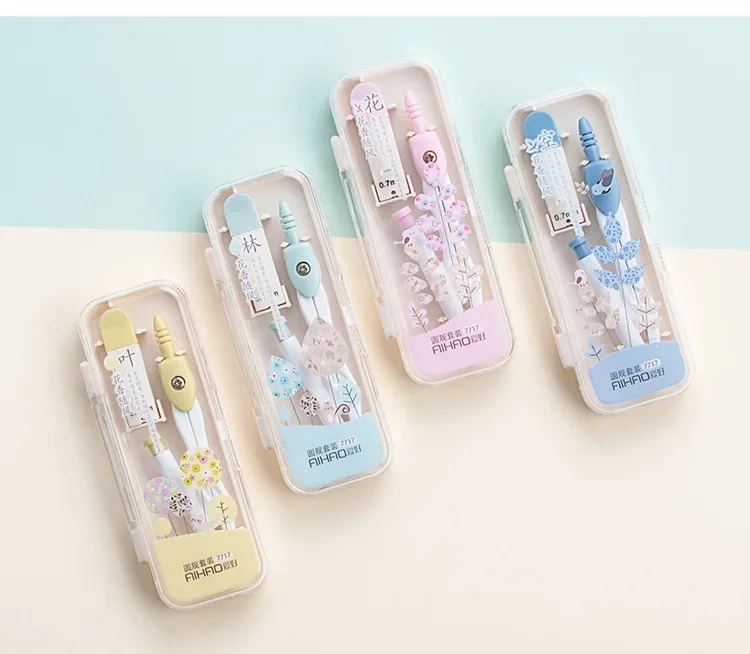 金属描画コンパスと 0.7 ミリメートル芯リフィル数学ツール円ため