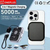 Batterie externe magnétique sans fil 3-en-1 OnePlus 5000 mAh, charge rapide 22,5 W pour Apple Watch, écouteurs, iPhone 17/16/15/14/13/12 1