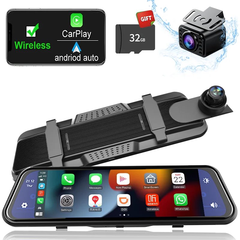 Dash Cam Carplay Android Auto Wireless WiFi Car DVR Dashcam Navigation GPS Rear View Camera Mirror Video Recorder 1080P Newest rear view mirror dash cam DVR/Dash Cameras