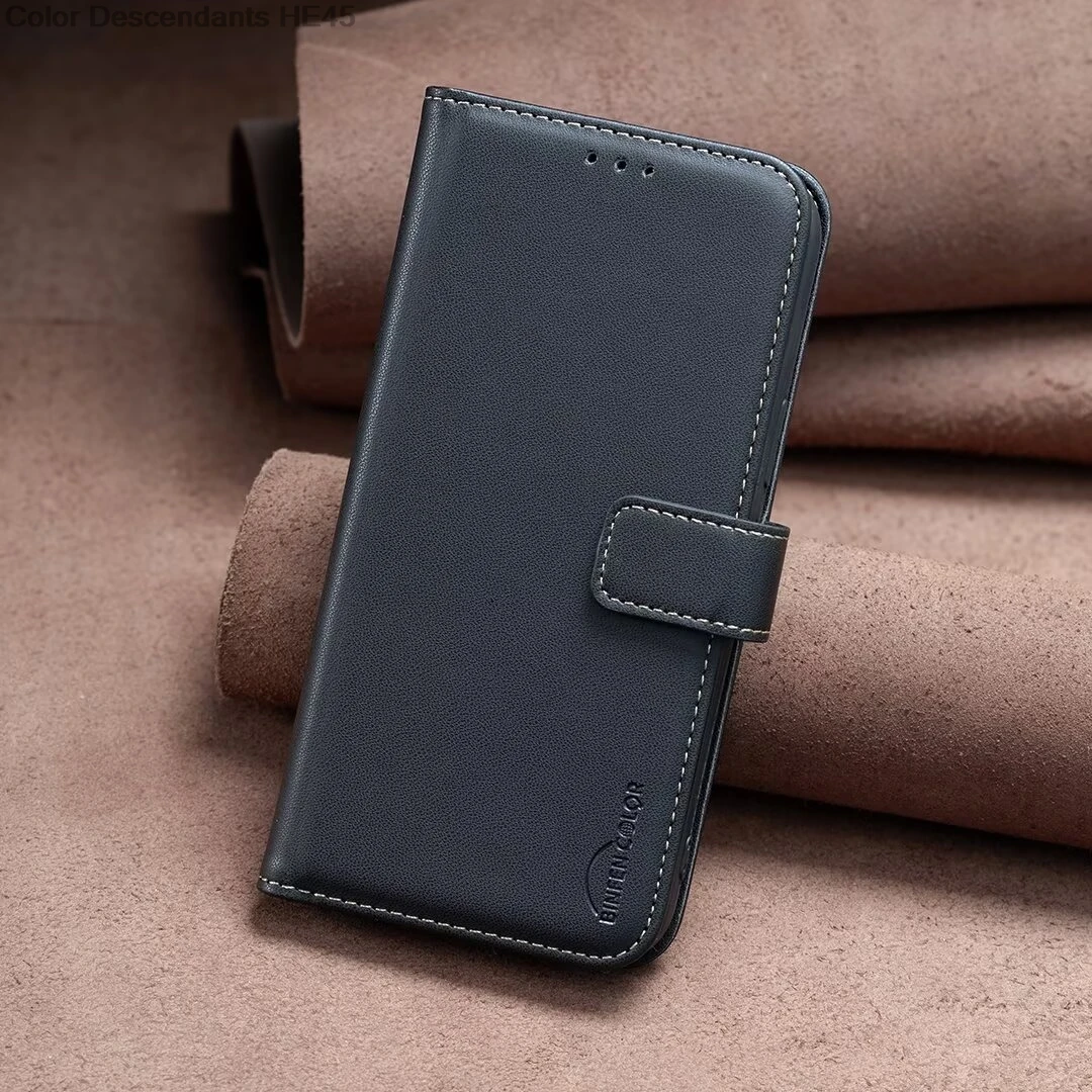 Genuine Leather Magnetic Card Holder Flip Wallet Phone Case with Stand Feature