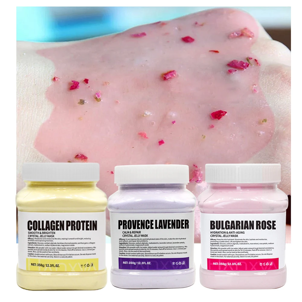 350g Jelly Mask Powder Rose Lavender Crystal Mask Collagen Face Mask Skin Moisturizing Powder Mask Facial Mask DIY Skin Care