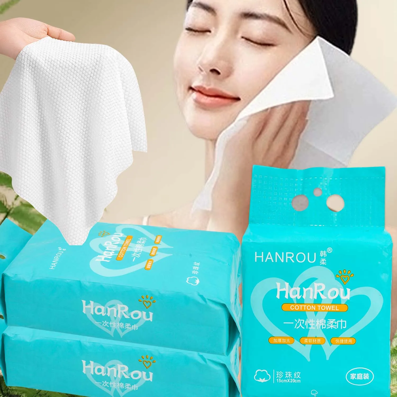 Soft White Disposable Face Towels for Makeup Remover and Facial Cleansing