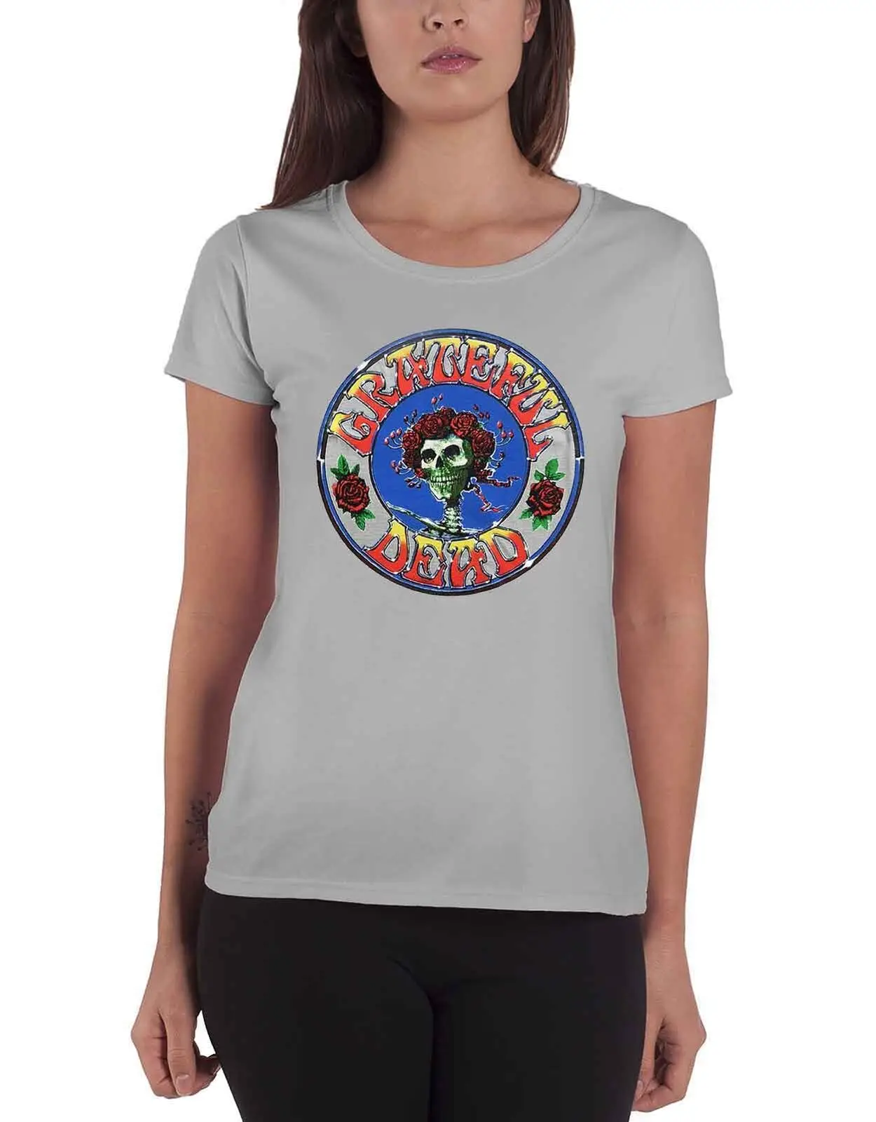 Grateful Dead Bertha Circle Vintage Wash Skinny Fit T Shirt Maniche Lunghe O Corte