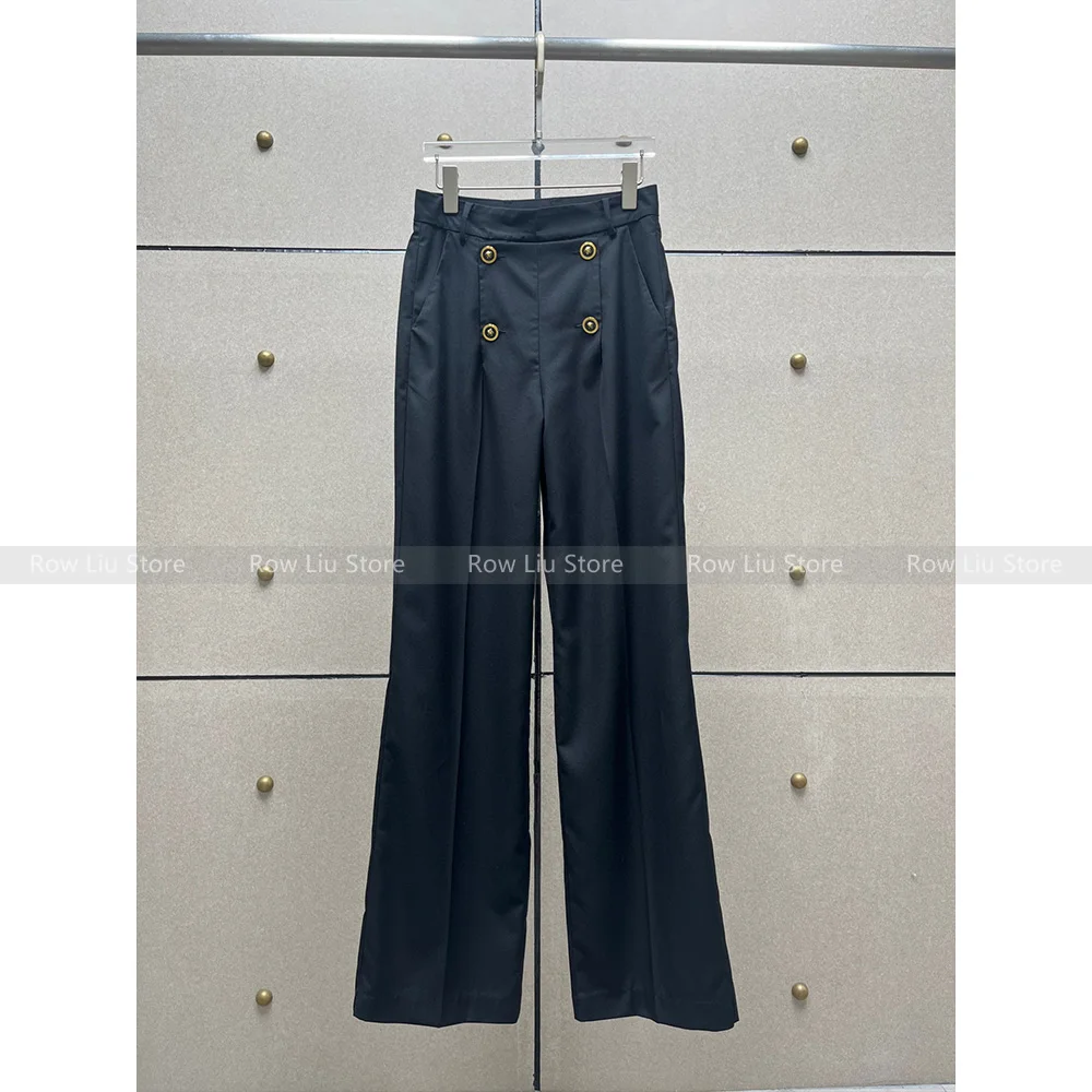 

Women's 2024 new niche simple fashion Slim versatile double-breasted wide-leg suit trousers trousers