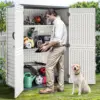 rtical Outdoor Storage Shed, 5.6 x 2.3 ft Lockable Resin Waterproof Tall Storage Cabinet with Floor, Suitable 2