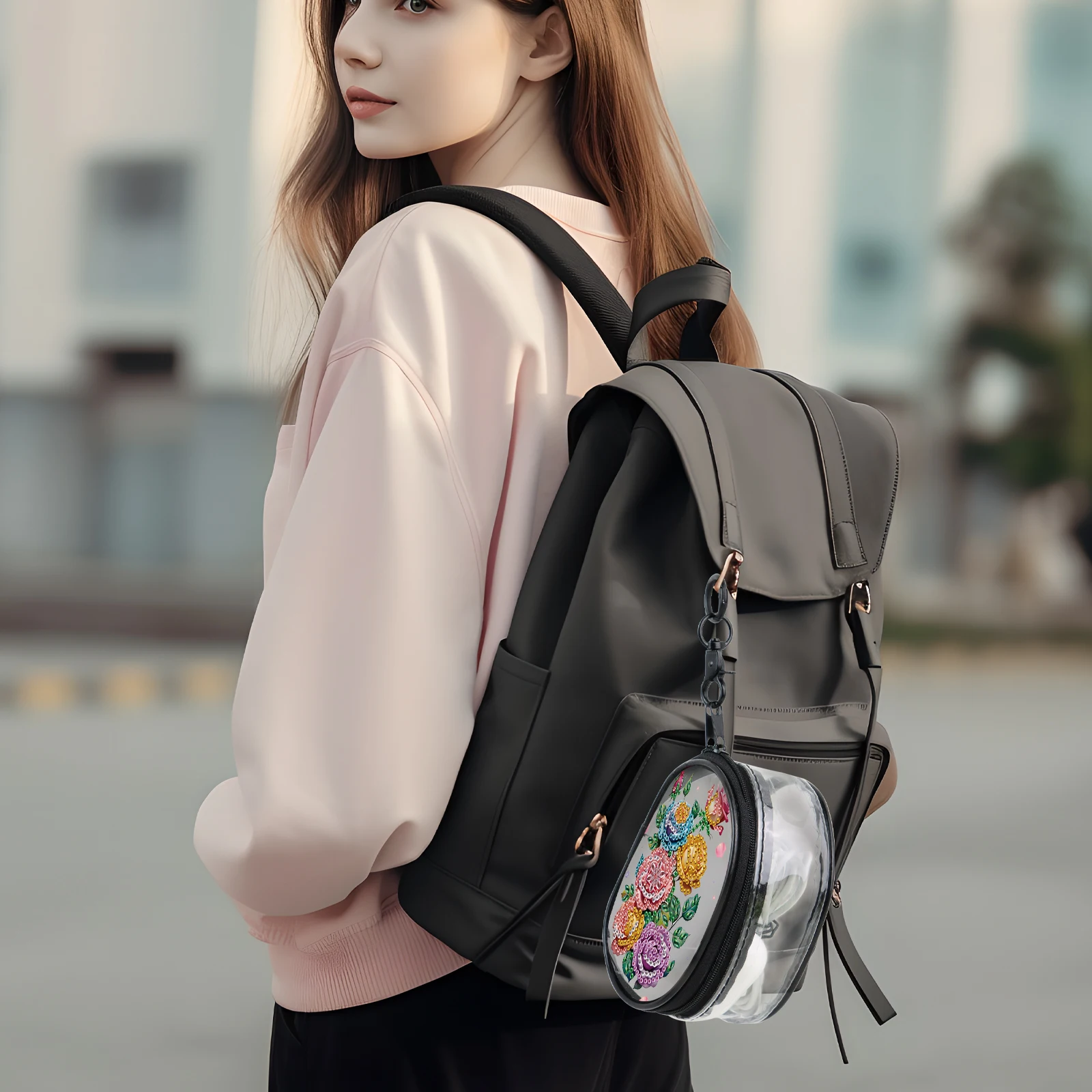 1PC 5D DIY Adult Diamond Painting Mini Bag, Colorful Rose Bundle, Special Shape Artificial Diamond Partial Mosaic Art Crafts 3