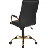 High Back Black LeatherSoft Executive Swivel Office Chair with Gold Frame Arms 6