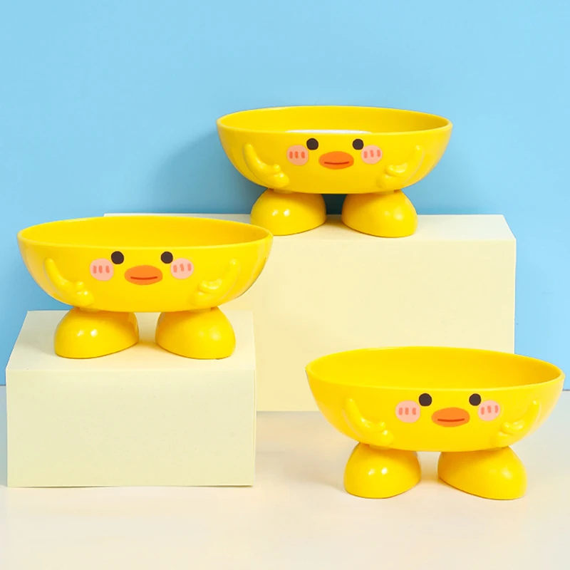 Soap Dish With Drain Duck Shape Bathroom Drain Soap Storage Container 5