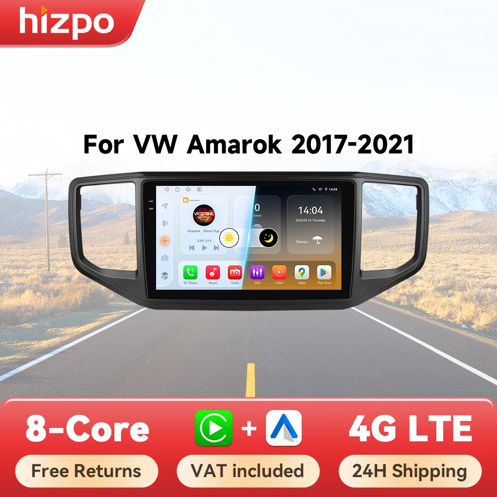 Hizpo 9 Zoll Multimedia für VW Volkswagen Amarok 2017–2021 Auto-Video-Stereo-Player GPS Carplay Octa Core 360 Kamera Android 14