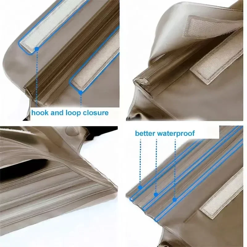 Three Layer Sealed Waterproof Bag with Touch Screen and Adjustable Waistband for Underwater Protection