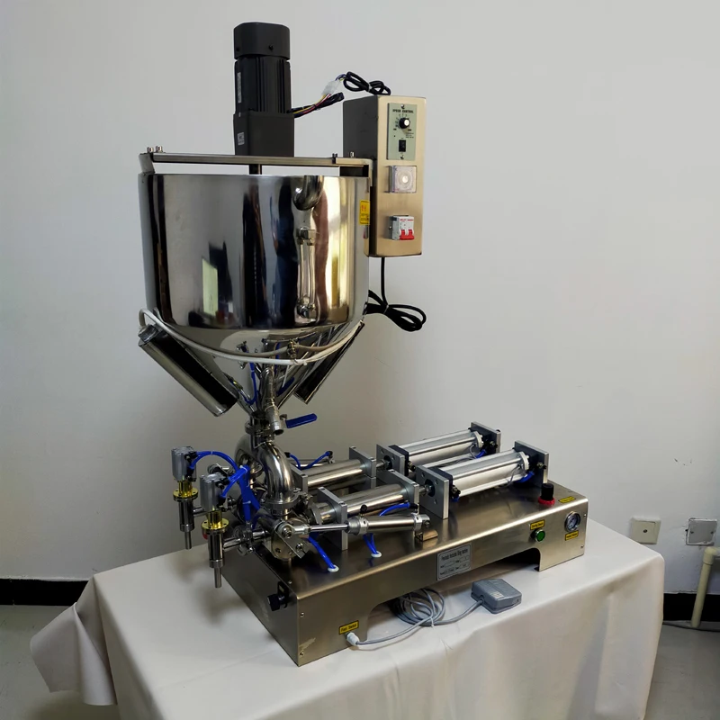 

Paste Filling Machine Pneumatic Chili Sauce Filler Sauce Quantitative Packaging Machinery Slurry Mixing Equipment