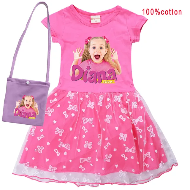 Diana and Roma Dress for Girls Kawaii Cartoon Clothes Toddler Girls  Princess Dress+bag Children Birthday Wedding Party Dress Up - AliExpress