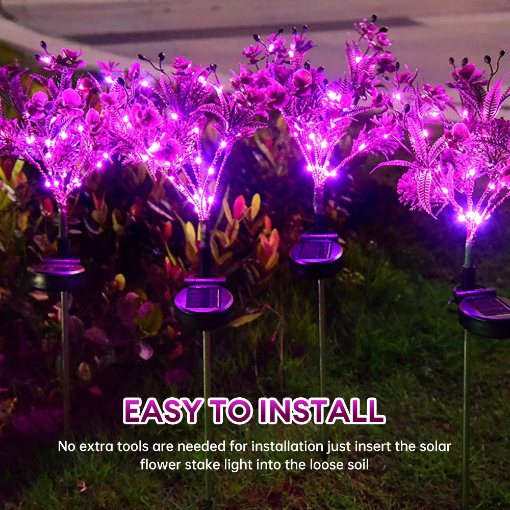 LED Solar Phalaenopsis Flower Light  Outdoor Garden Villa Courtyard Simulation Solar Light for Patio Yard Wedding Holiday Decor 1pc solar light outdoor garden decorative solar powered phalaenopsis flower light waterproof ip65 gardening gifts for women