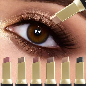 Glitter Eyeshadow Stick, Push and Pull Design; Bright and Dark Two-color Eye Shadow Design; Easy To Color; Save Makeup Time;