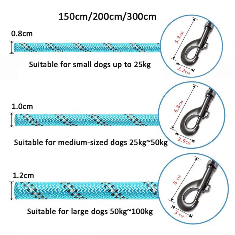 Pet Dog Leash Night Reflection Outdoor Multicolor Round Rope For Big Small Medium Large Dog Drag Pull Tow Leash Accessories dog leash