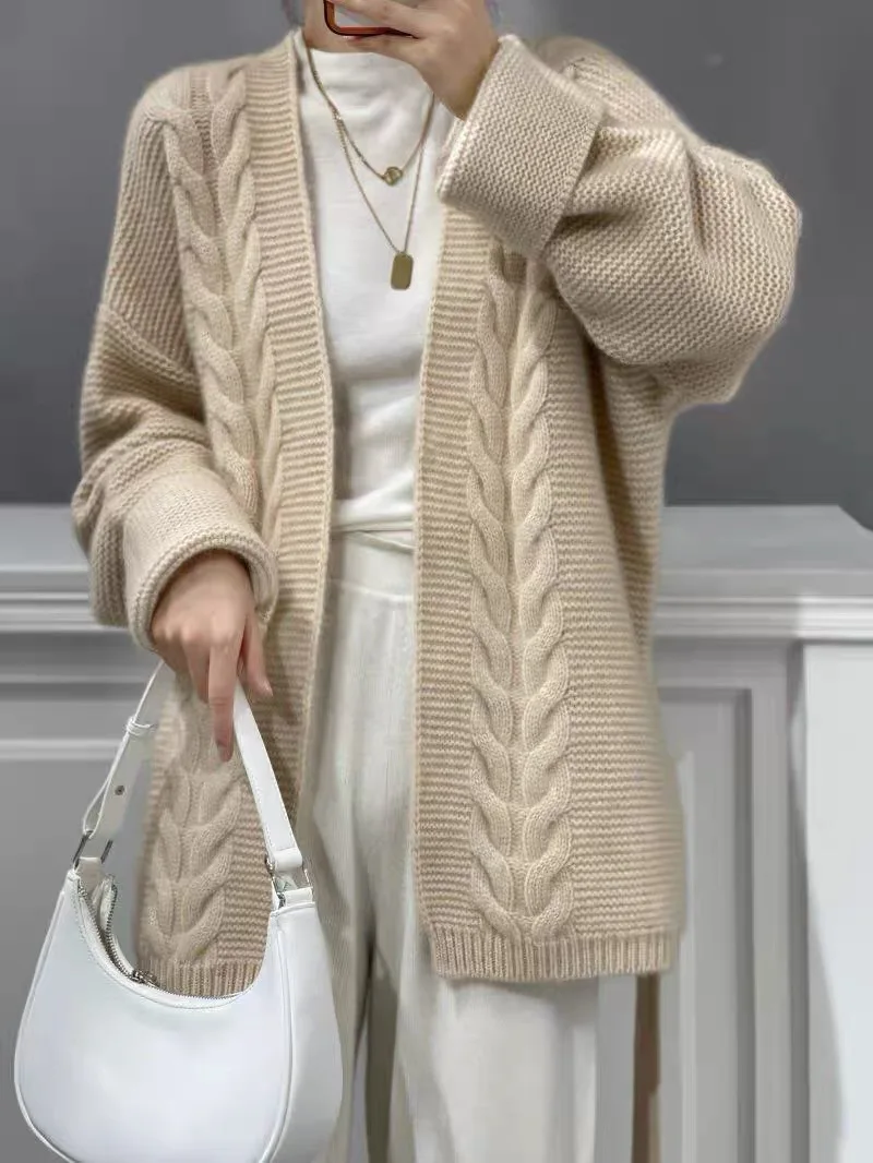 outono inverno nova cashmere cardigan casaco solto mostrar fina mostrar temperamento vento suave lã malha cardigan mulher