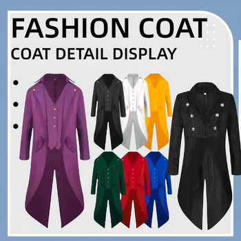 Hope for New European and American Adult Men's Clothing, Medieval Medium Length Punk Retro Tailcoat Cos Clothing