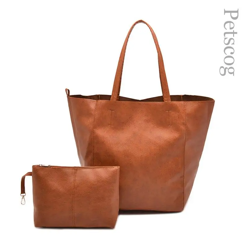 

Роскошные Большие сумочки для женщин, коричневая вместительная сумка-тоут из мягкой искусственной кожи, винтажный Повседневный дорожный мешок на ремне