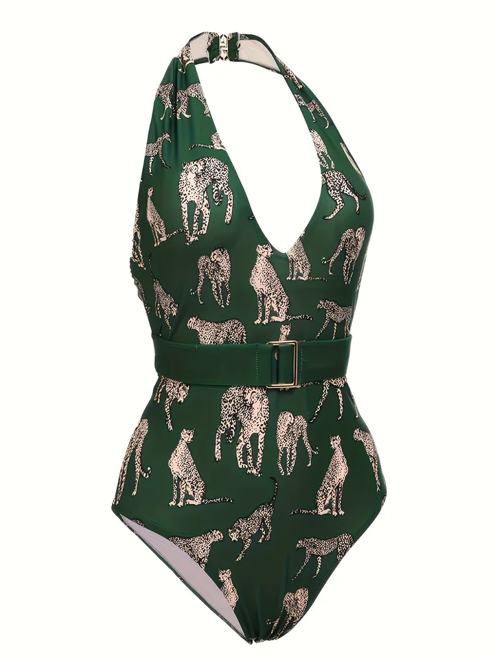 Plus Size Leopard Print One Piece Swimsuit