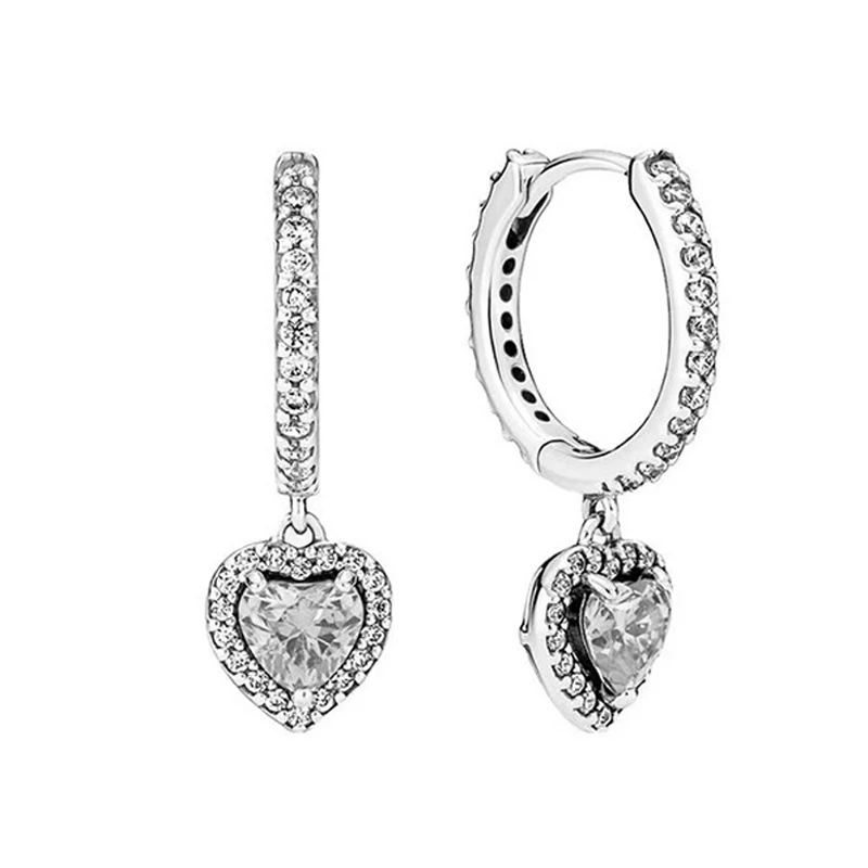 New 925 sterling silver classic colored zircon heart-shaped women's earrings are fit original design charming jewelry gifts