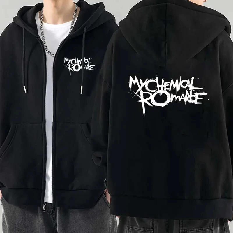 Men Fashion Hoodies Jacket Coats My Chemical Romance Mcr Dead Zipper Hoodie Top Loose Black Parade Punk Emo Zip Up Sweatshirt 2