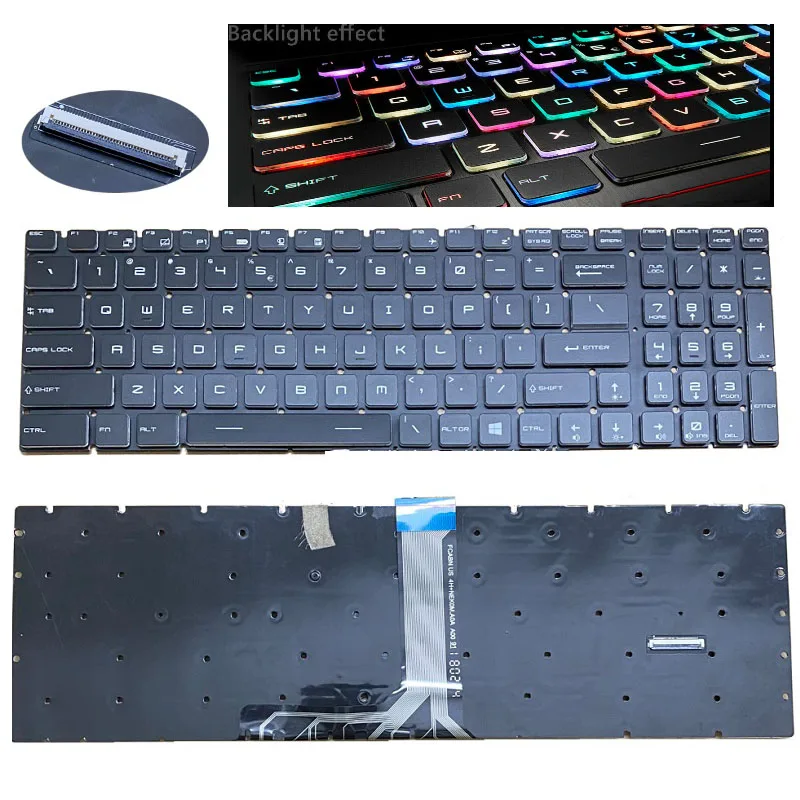 para Msi Ge63 Ge63vr 7re 7rf Ge73vr 7re 7rfge73 Raider Rgb 8rd 8re 8rf Teclado por Chave Completo-cor Retroiluminado Novo